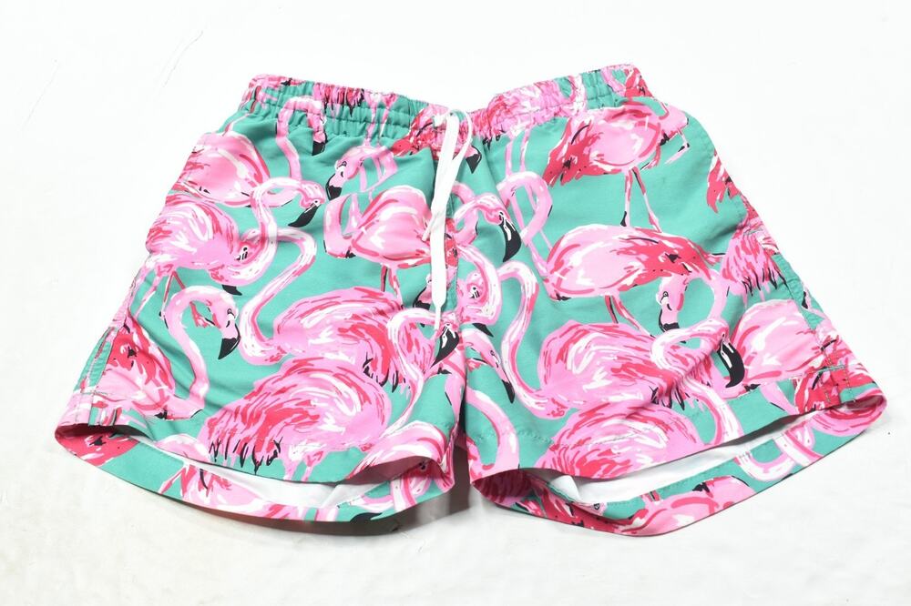 Chubbies Flamingo Swim Trunks Mens Small Pink Mesh Lined Drawstring Slim